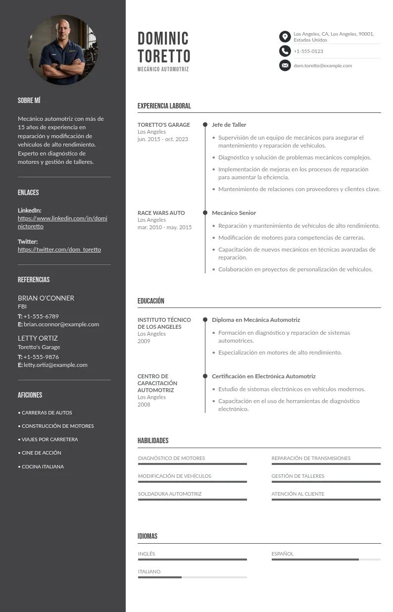 Currículum de mecánico: guía práctica con ejemplos, consejos y un paso a paso efectivo