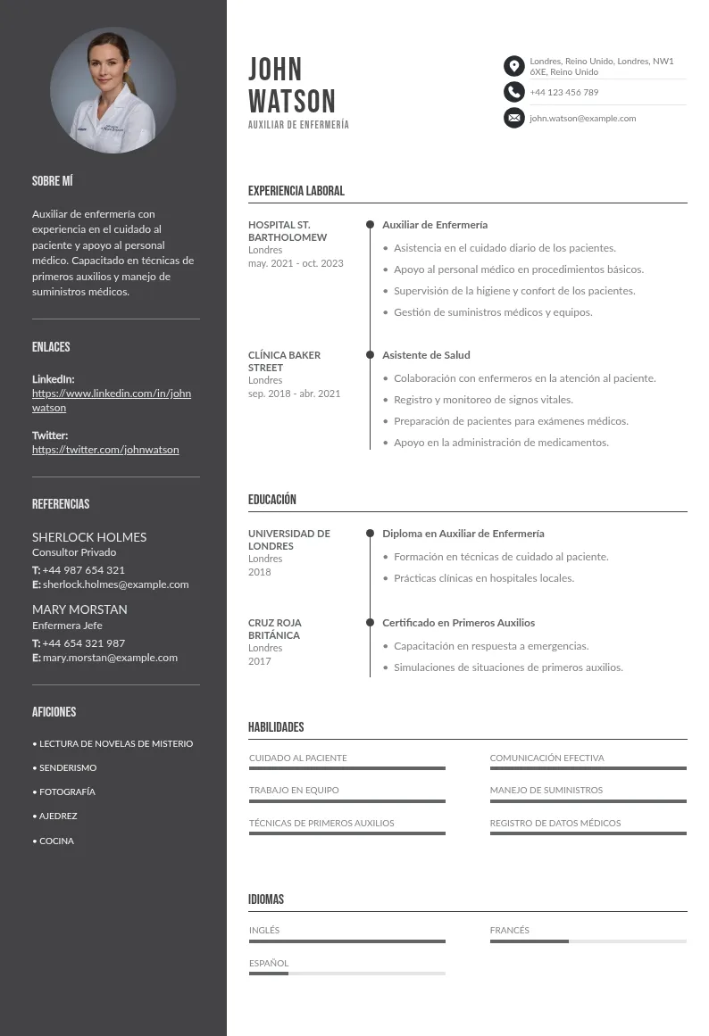 Currículum vitae de auxiliar de enfermería: la guía completa
