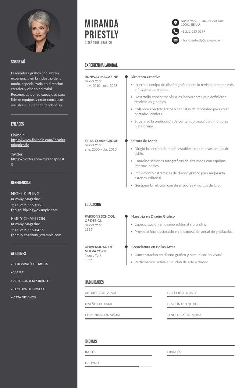 Currículum de diseñador gráfico: guía de ejemplos y plantillas