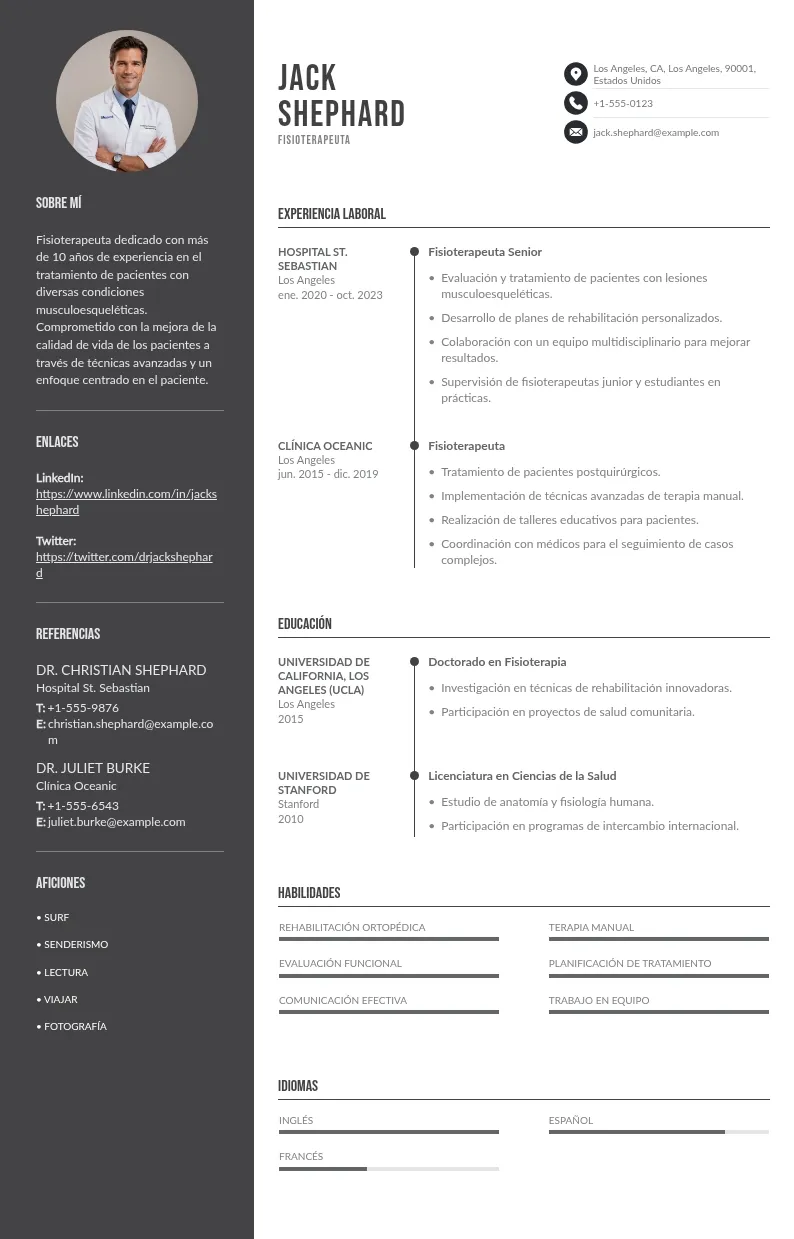 Currículum de fisioterapeuta: ejemplos, consejos y plantillas