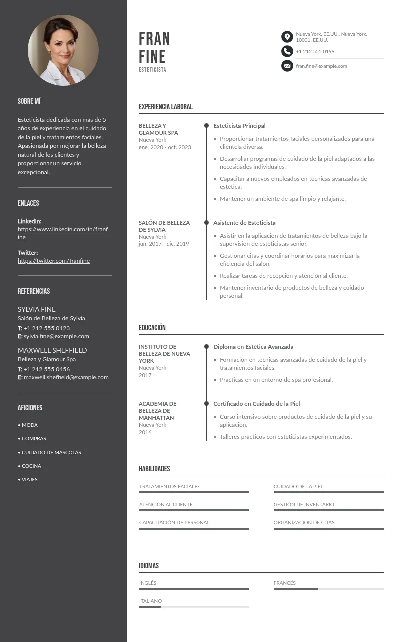 CV de esteticista: guía de ejemplos y consejos