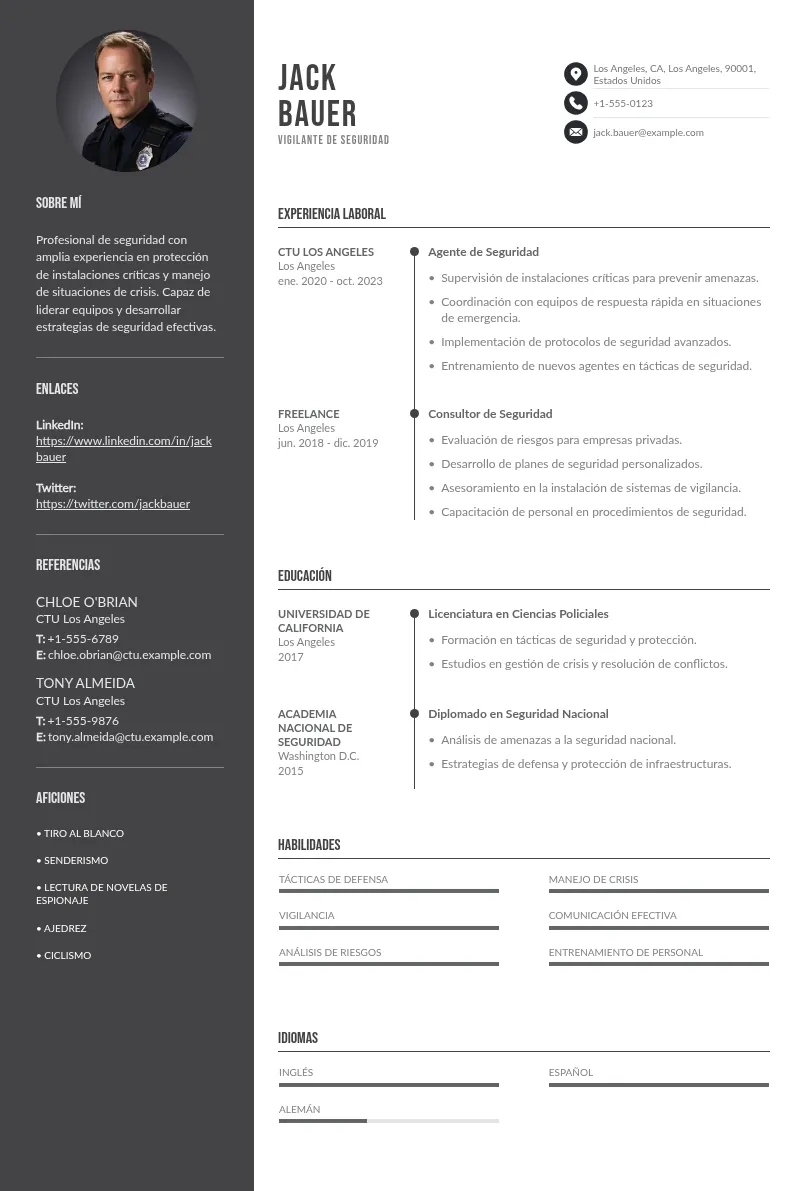 Currículum vitae de vigilante de seguridad: guía, ejemplos y consejos