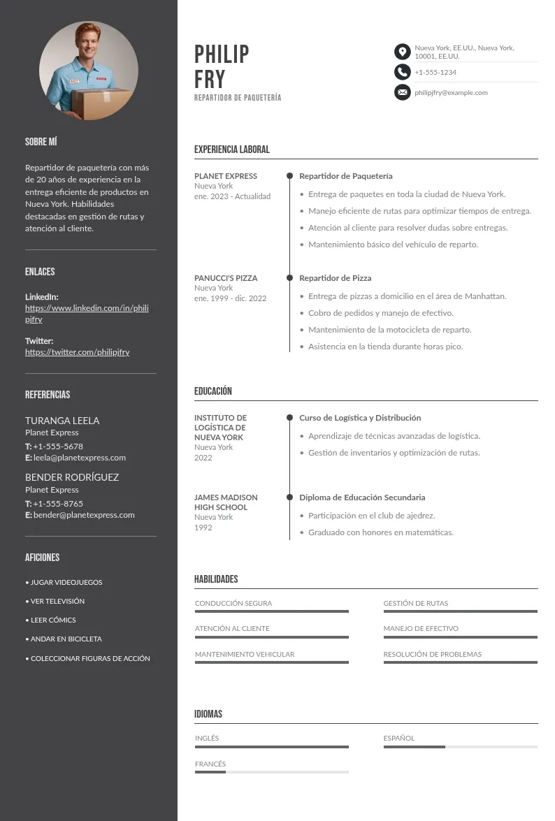 Currículum de repartidor de paquetería: todo lo que debes saber