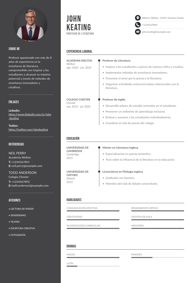 Currículum de bachillerato: guía de ejemplos y consejos