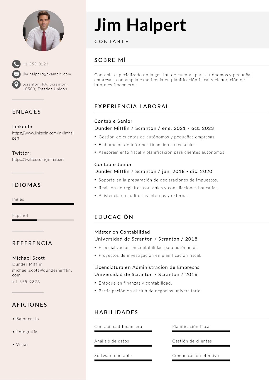 Curriculum vitae de contable especializado en autónomos