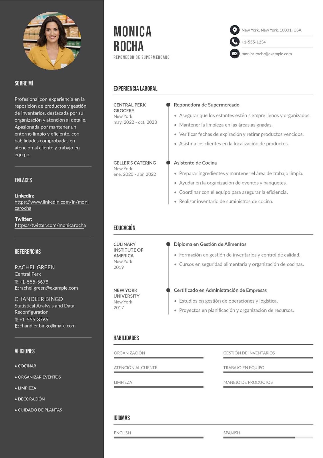 Currículum de reponedor de supermercado