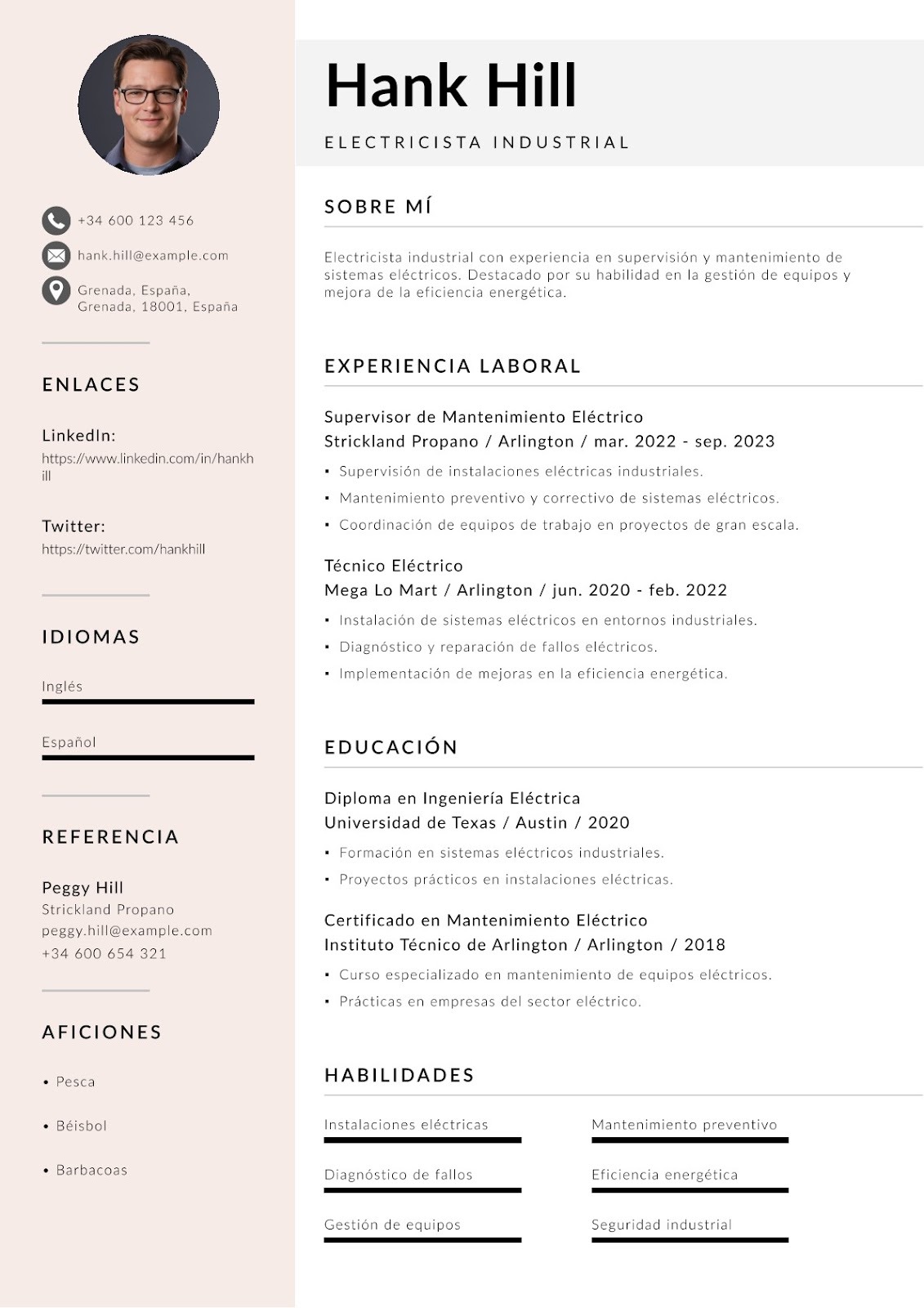 Currículum de electricista industrial