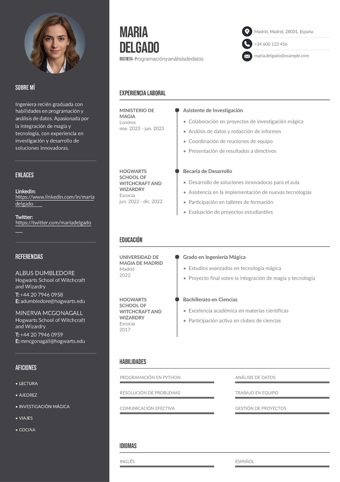 Curriculum vitae de ingeniero sin experiencia recién graduado