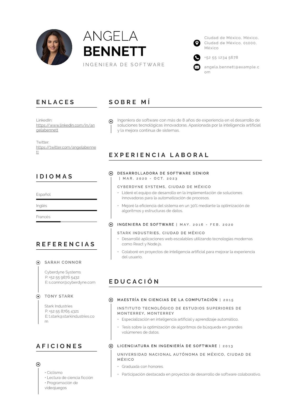 Curriculum vitae de ingeniero de software