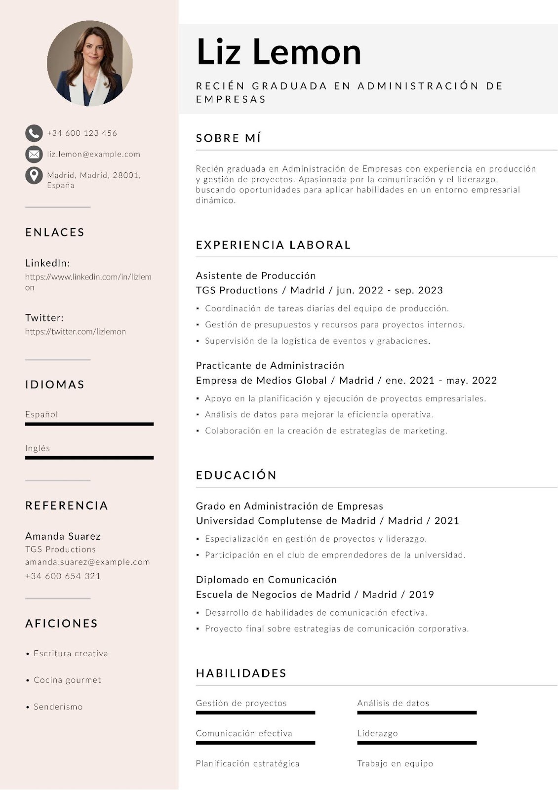 Currículum para recién graduado en Ingeniería