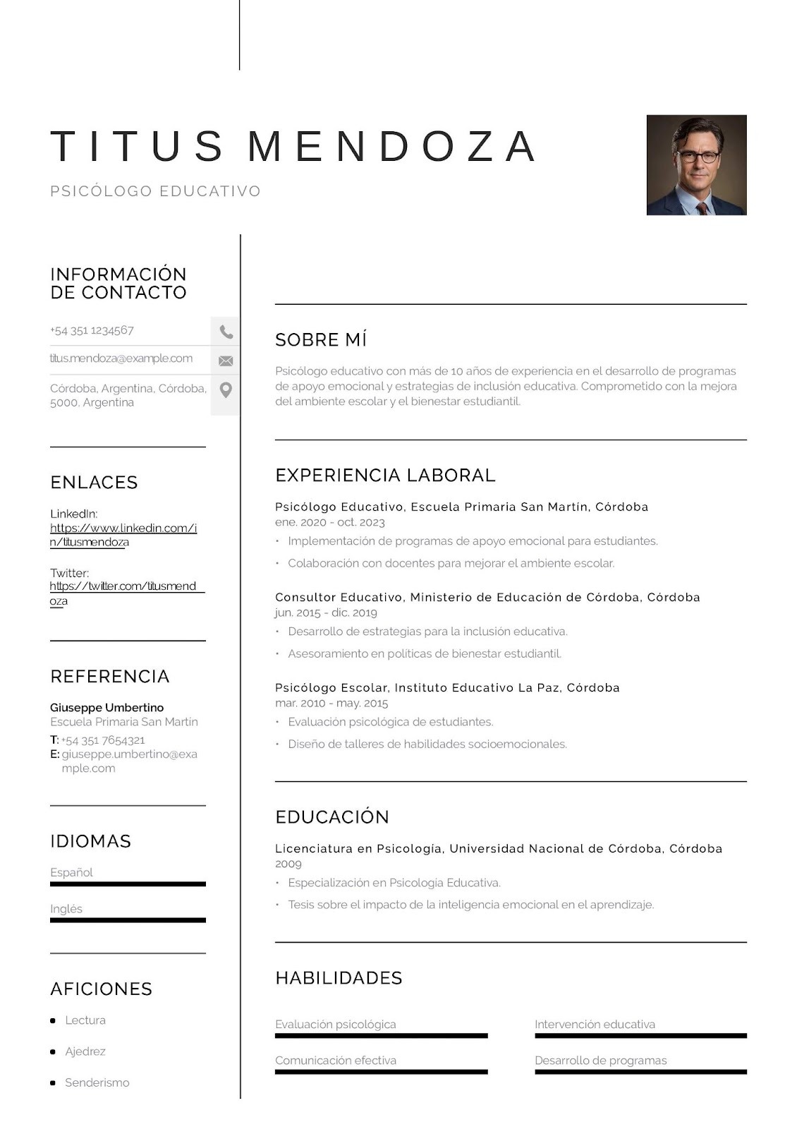 Currículum como psicólogo educativo