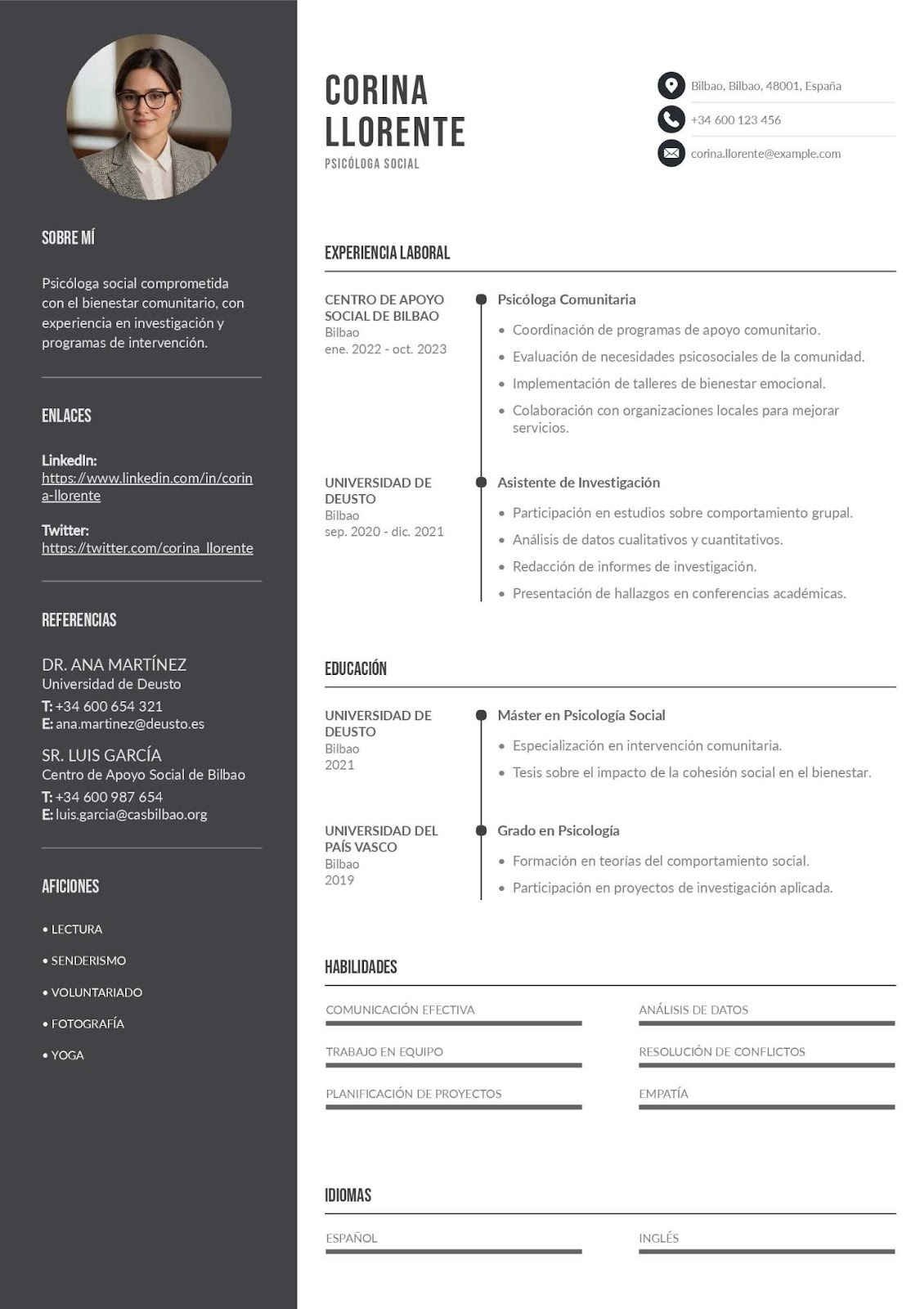 Currículum de psicólogo social o comunitario