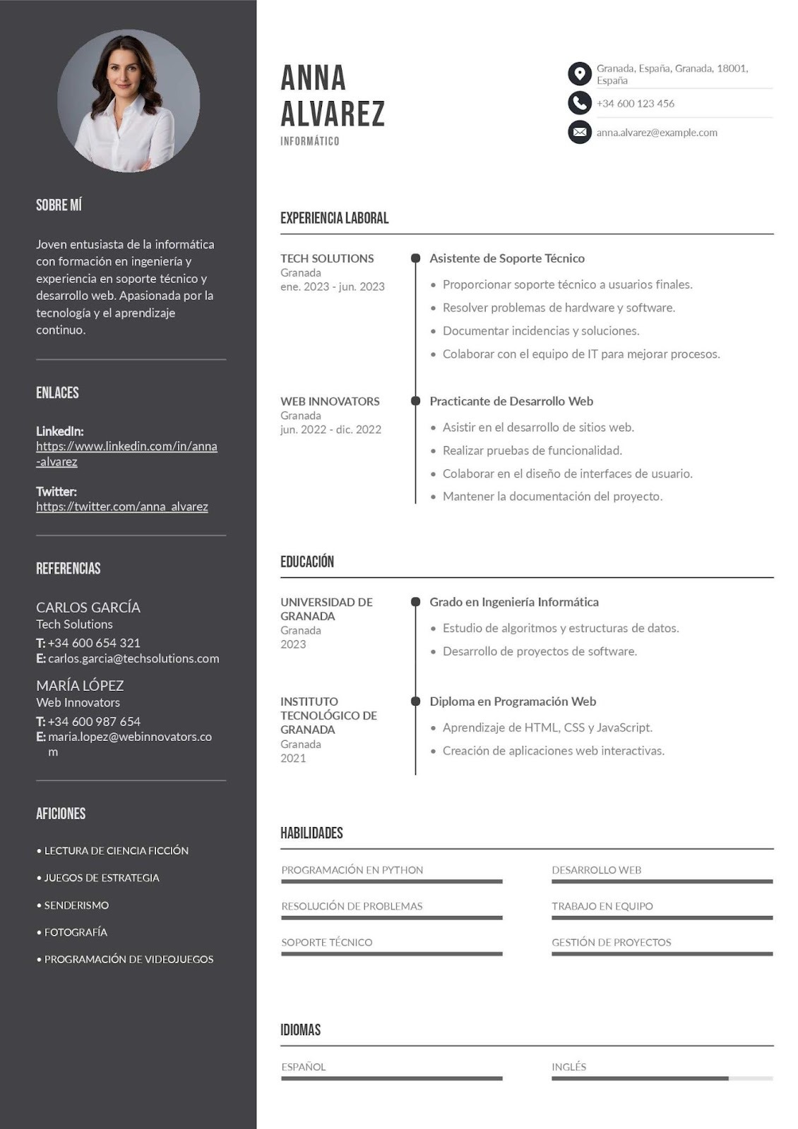 Currículum para informático sin experiencia