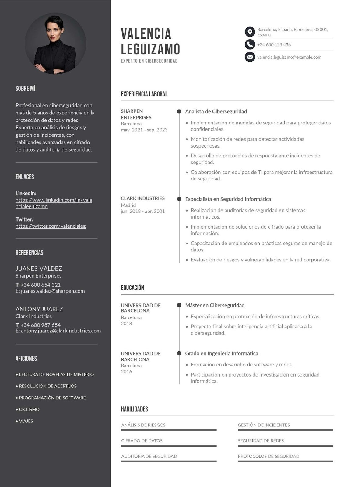 Currículum para un informático experto en ciberseguridad