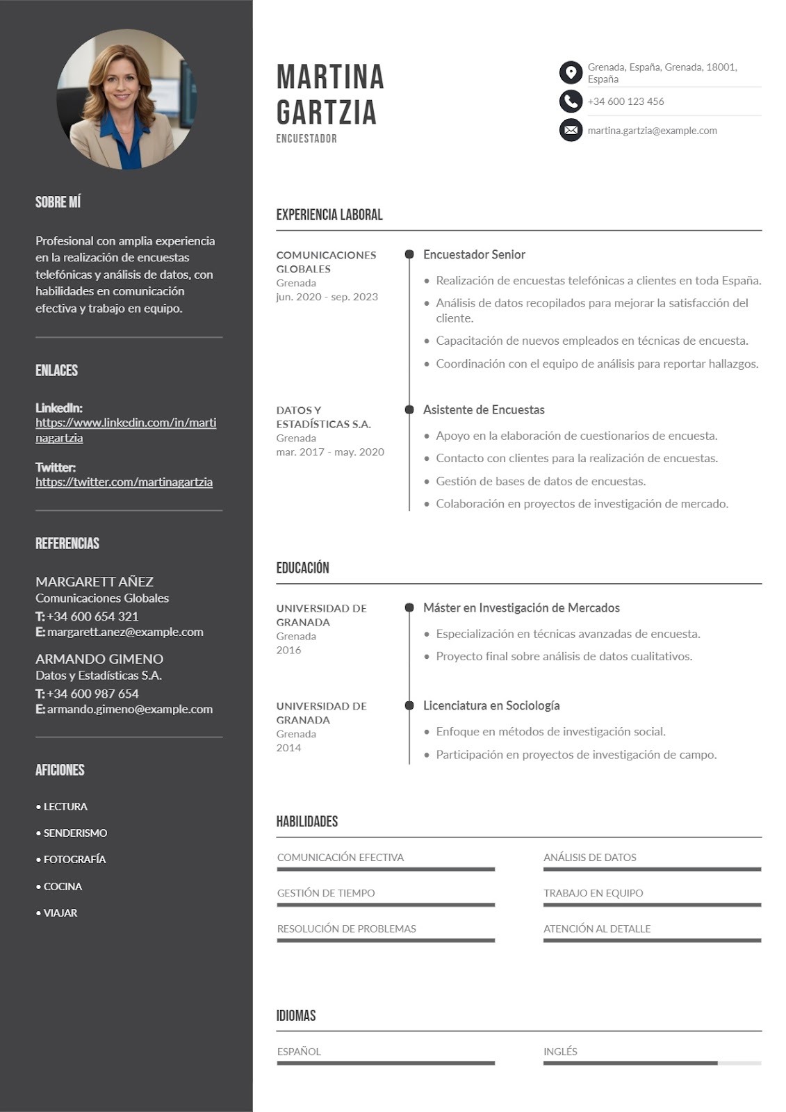 Currículum para trabajar en call center como encuestador