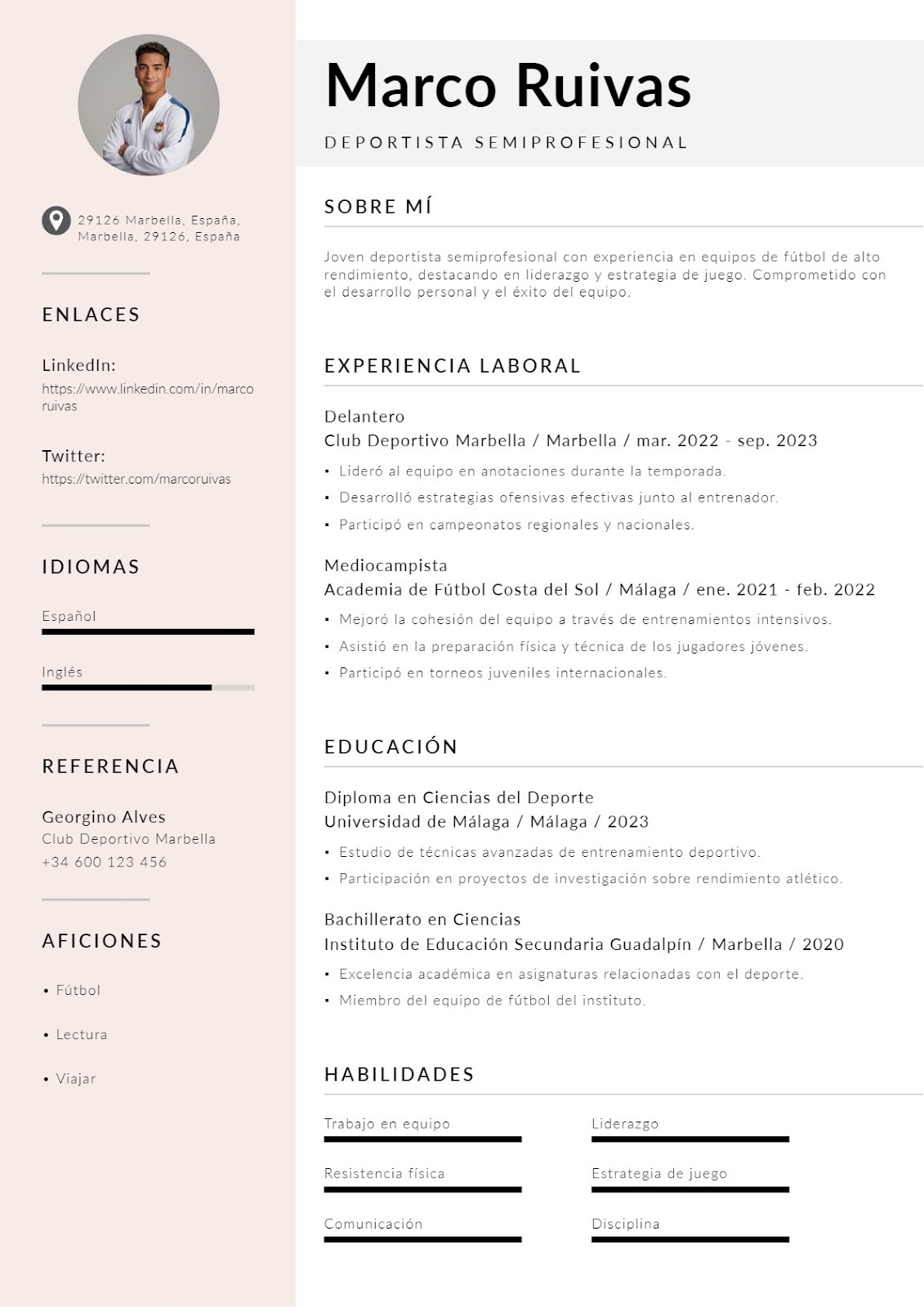 Currículum para deportistas semiprofesionales