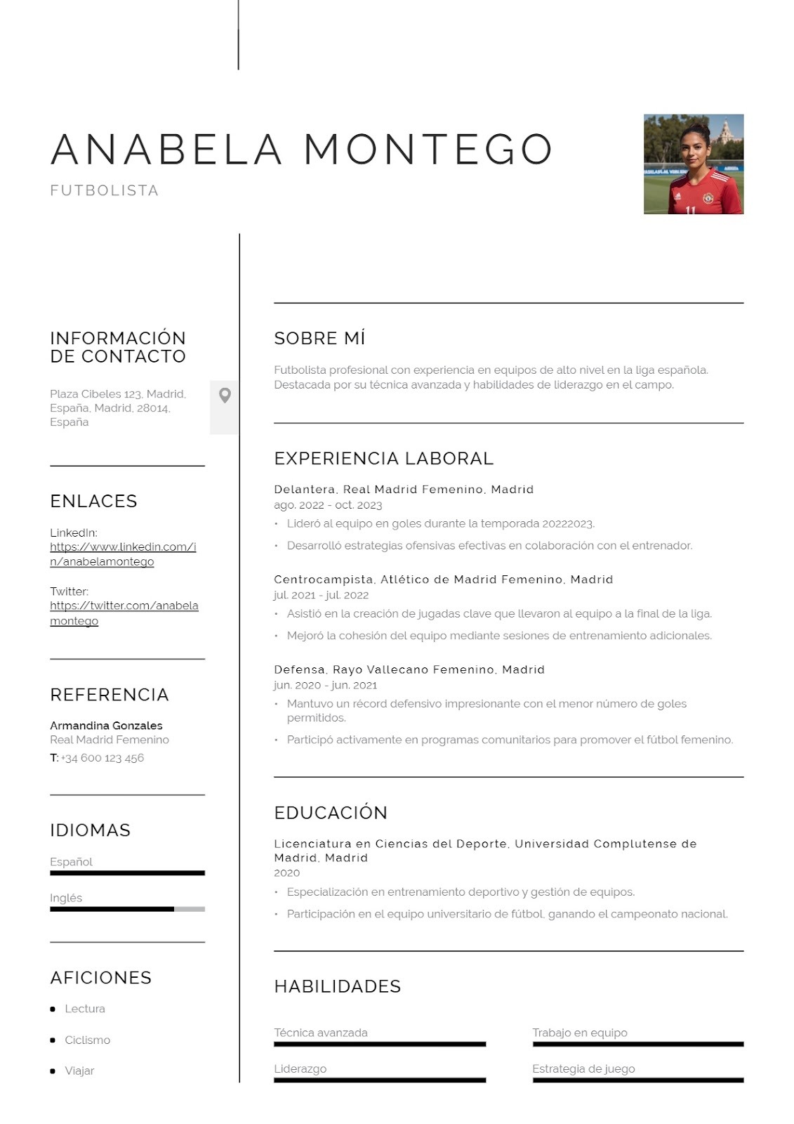 Currículum de futbolista