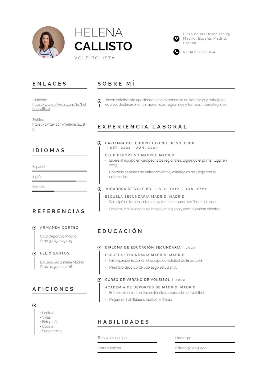 Currículum de voleibolista