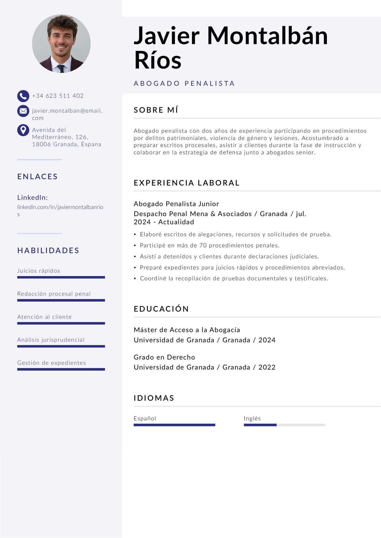 Currículum de abogado penalista junior