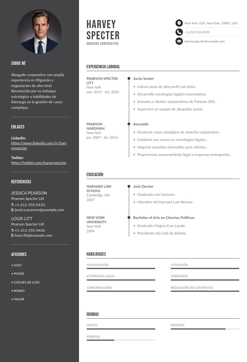 Curriculum de abogado penalista