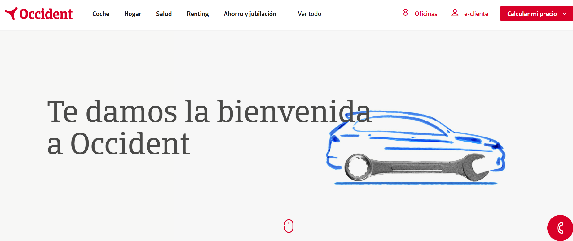 Cabecera del sitio web oficial de Occident