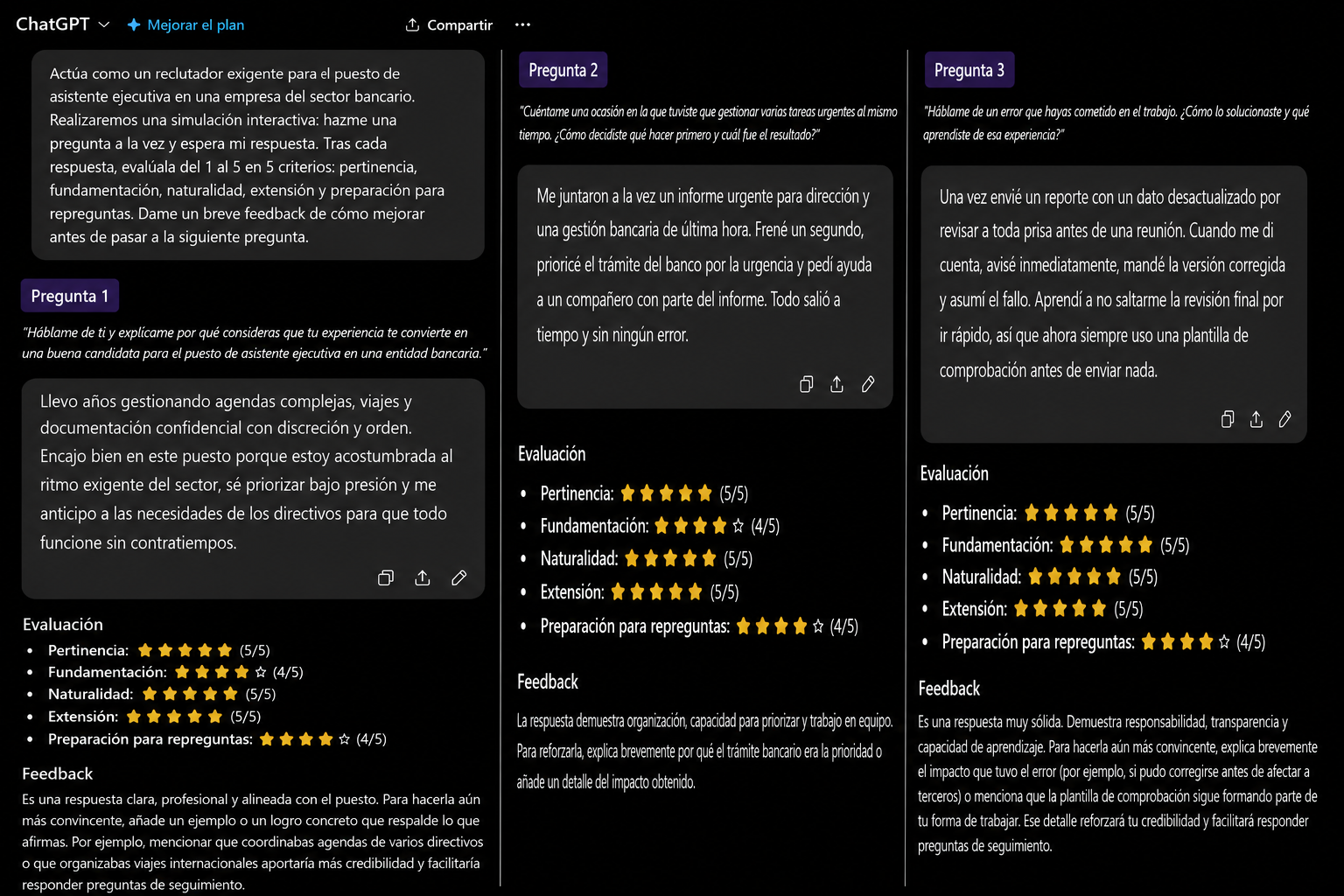 Simulación de entrevista con ChatGPT
