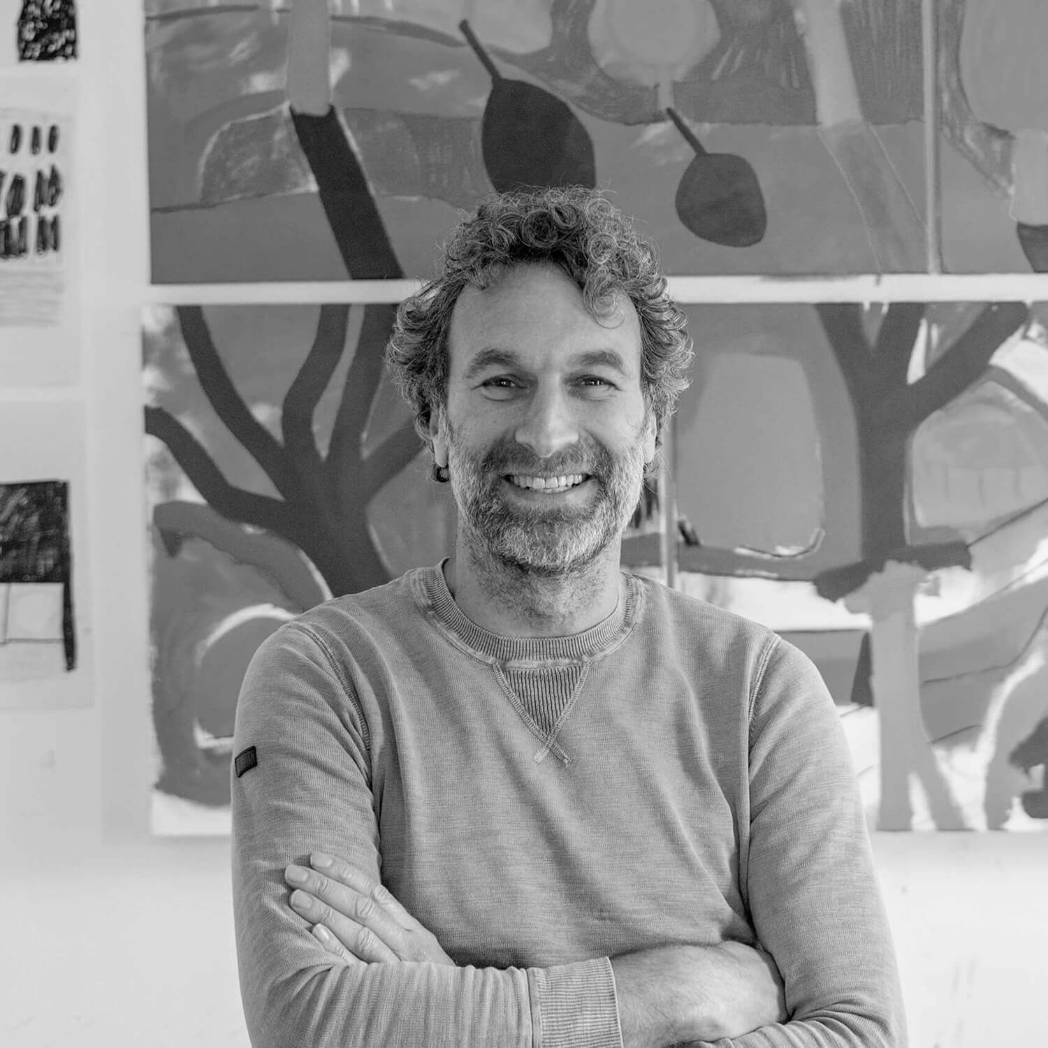 Martin Jones sitting in his studio