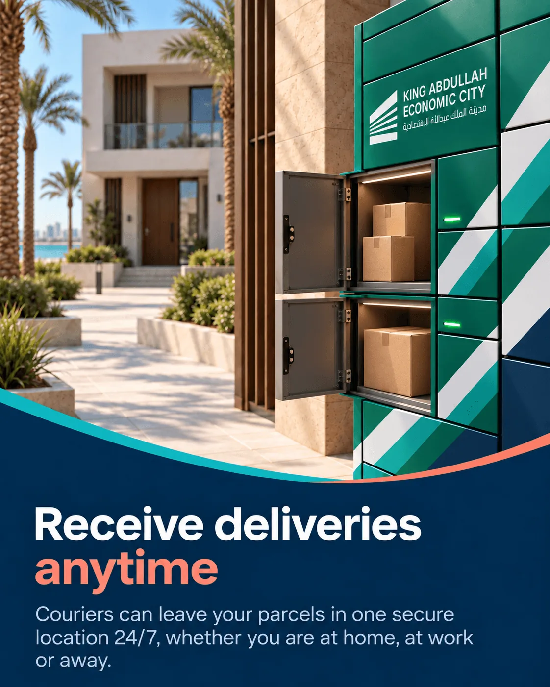 A courier delivery waiting securely in a KAEC smart locker