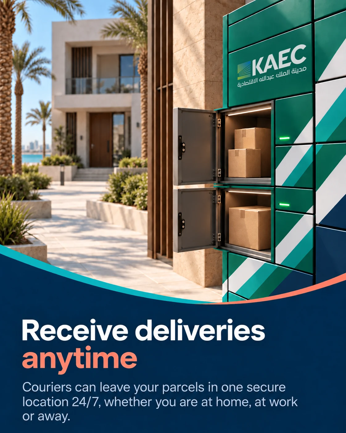 A courier delivery waiting securely in a KAEC smart locker