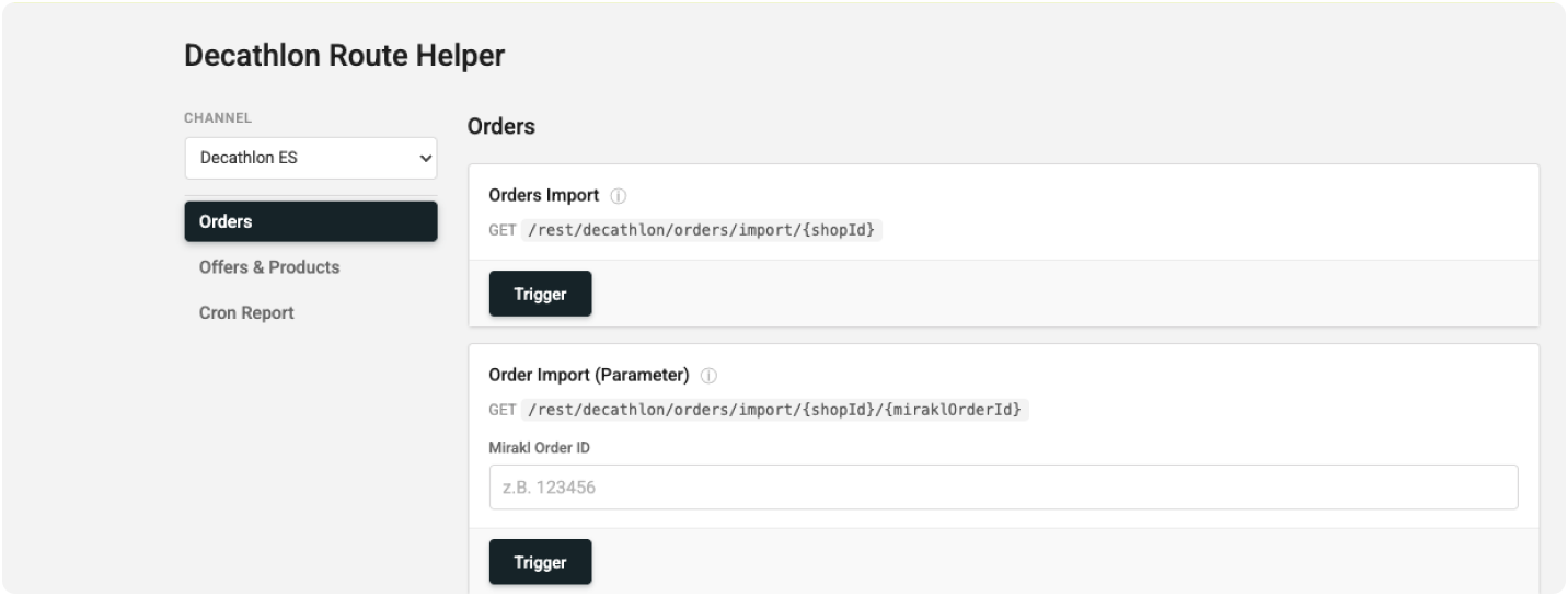 Example view: Executing manual actions in PlentyONE