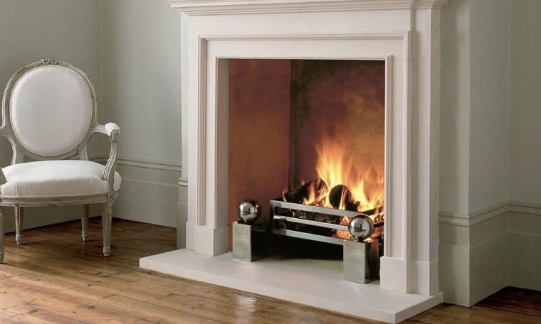 A fireplace with chimney