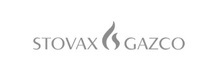 Stovax Gazco brand logo with stylized flame icon between the words.