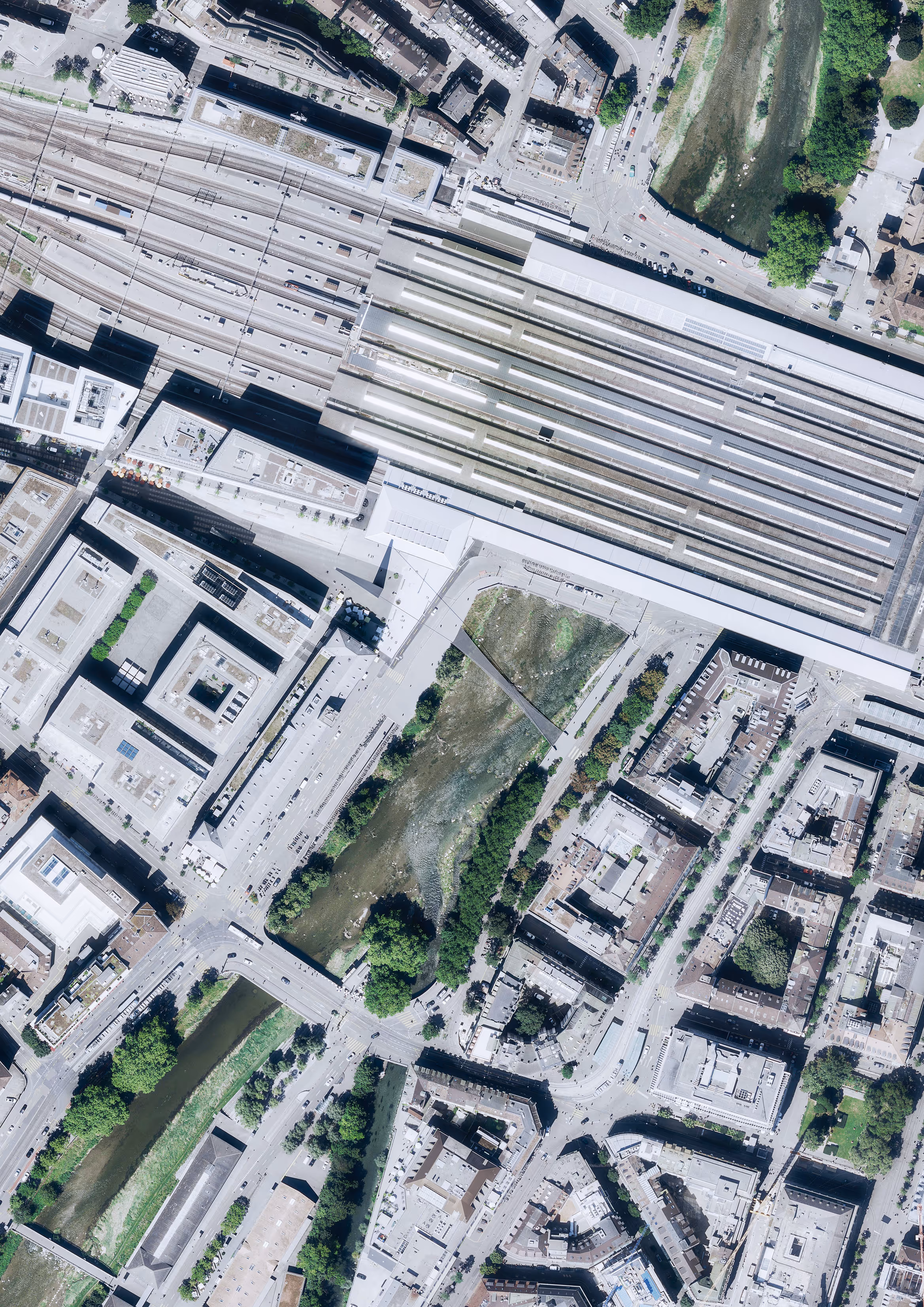 Rendering Orthofoto Fussgängerbrücke Europaplatz, Zürich 'Mit Nadel und Faden'