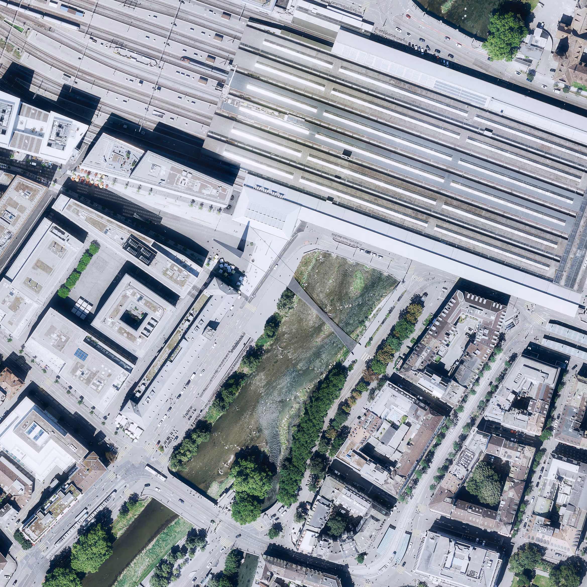 Thumbnail Rendering Orthofoto Fussgängerbrücke Europaplatz, Zürich 'Mit Nadel und Faden'