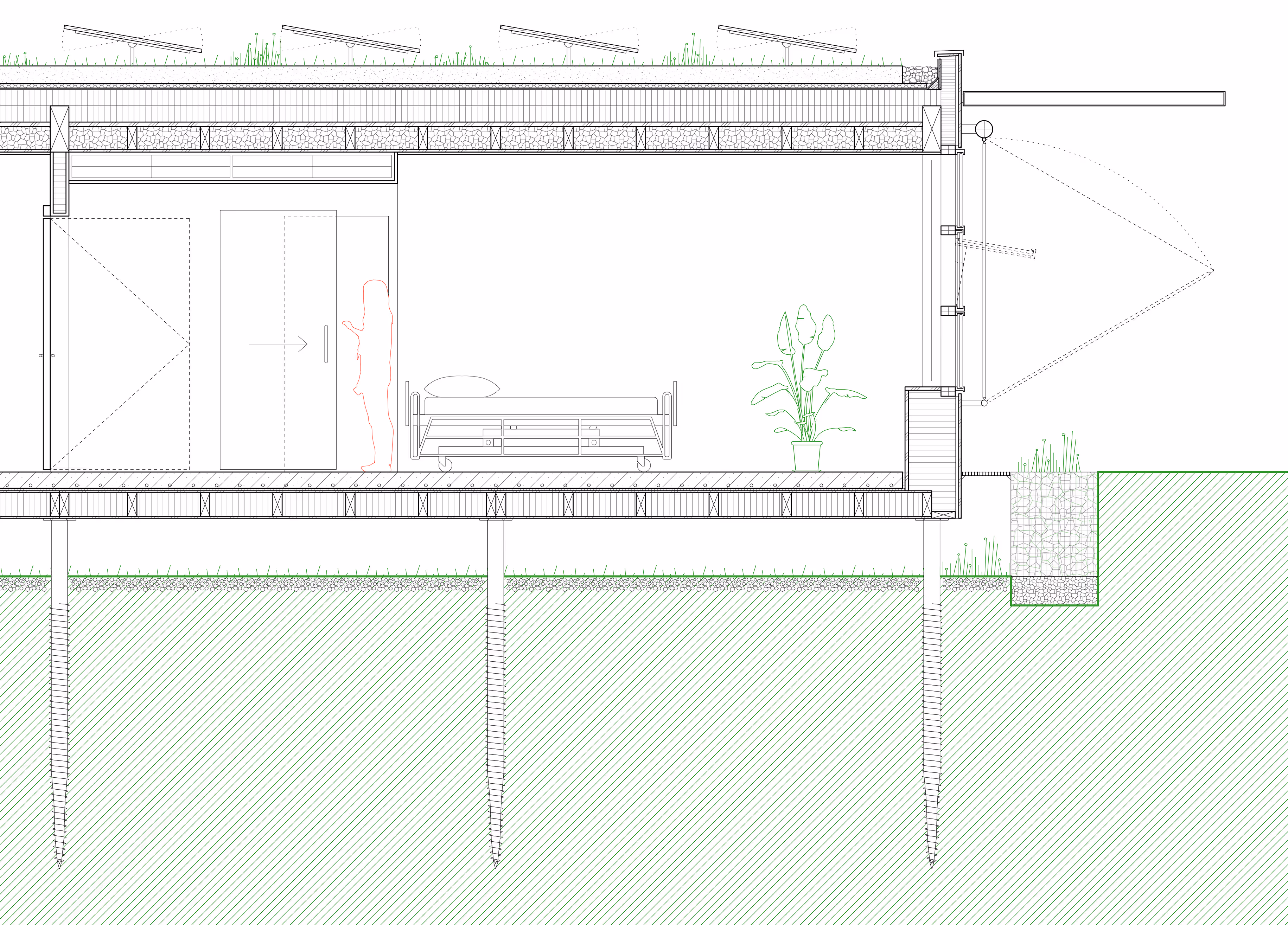 Konstruktionsschnitt Ersatzneubau Demenzhaus Rosenhügel, Hochdorf 'Eternal Sunshine'