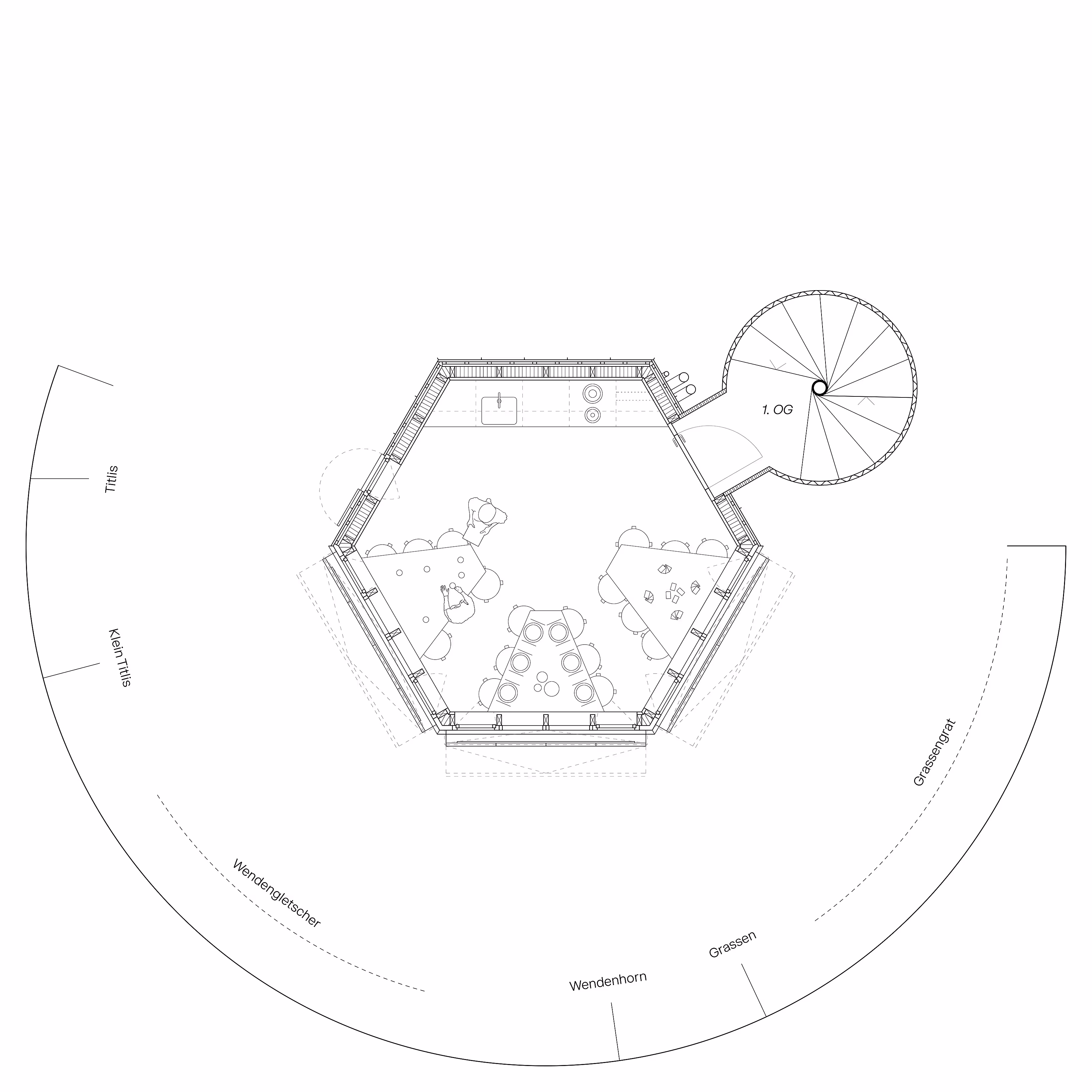 Grundriss 1.OG Erneuerung Grassenbiwak SAC, Tierberg 'Up'