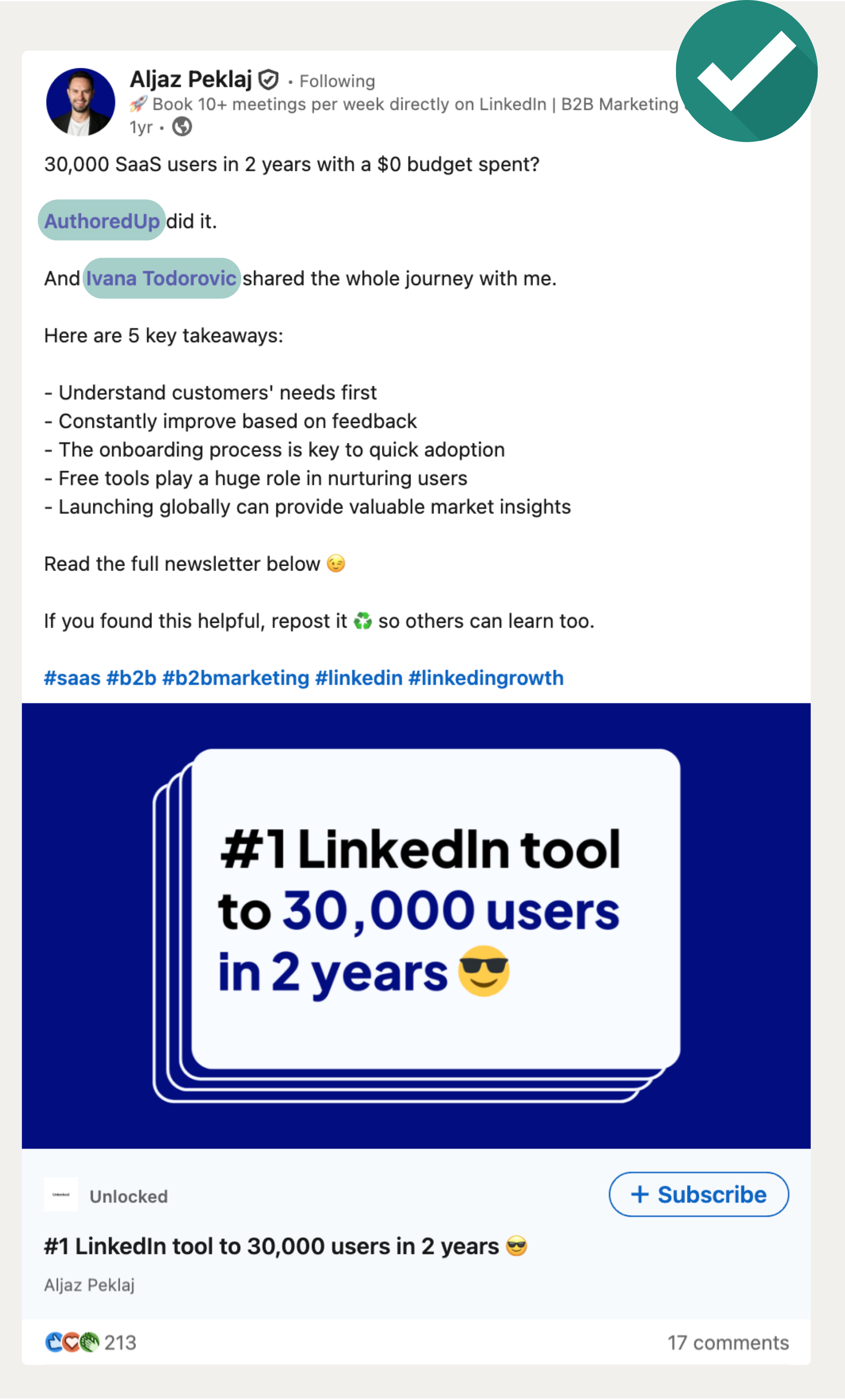 mention both people and company pages on linkedin example
