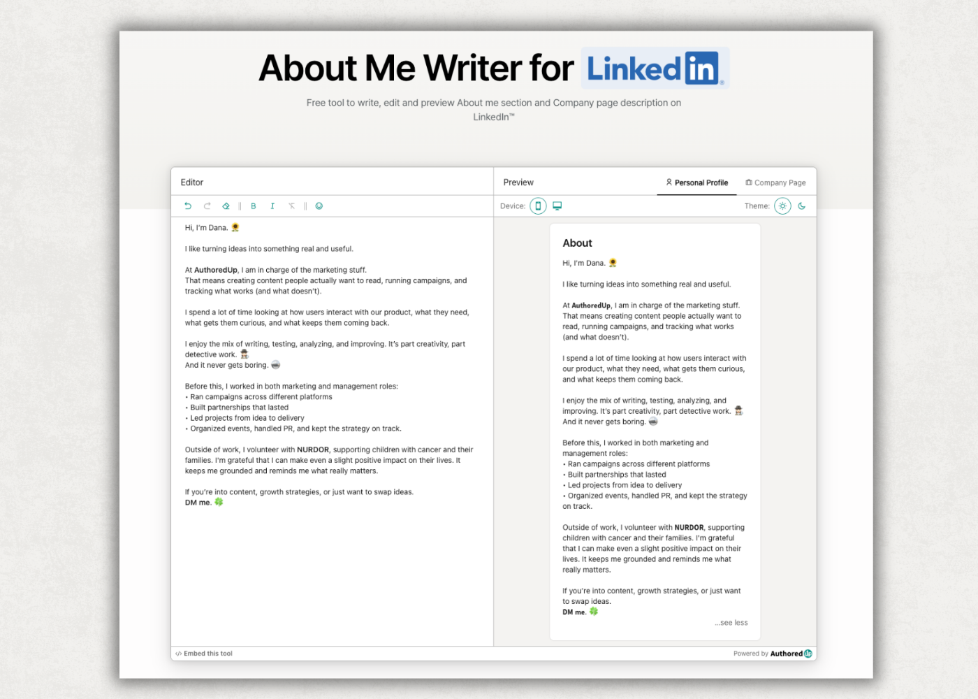 about-me-writter-for-linkedin-free-tool