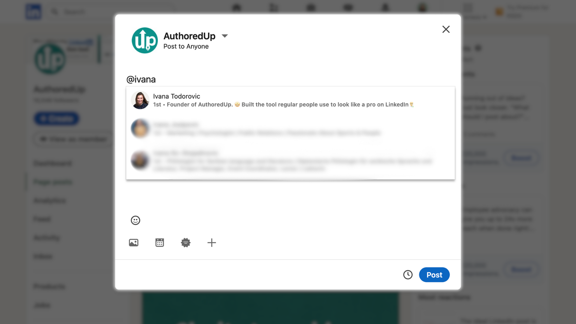 mention someone on linkedin