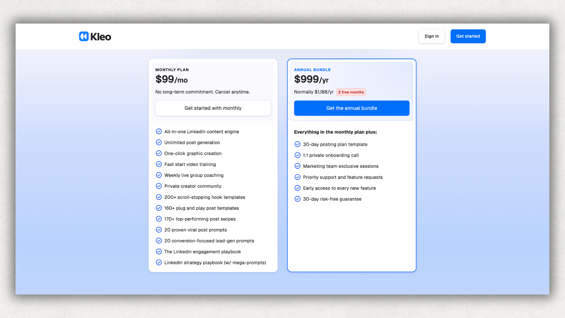 kleo-pricing