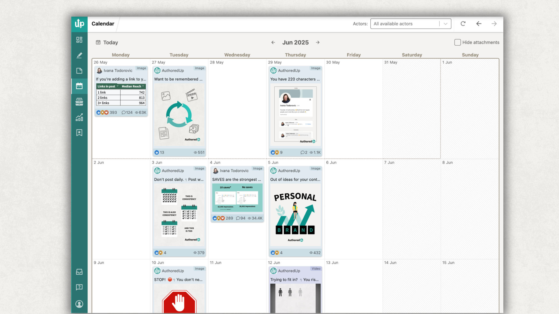 Authoredup LinkedIn calendar