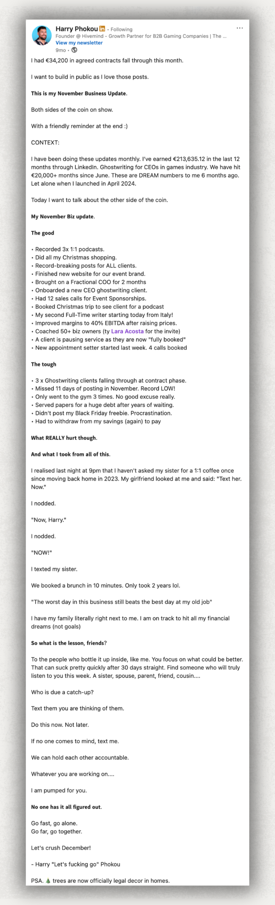linkedin-post-example-single-metric-harry-phokou