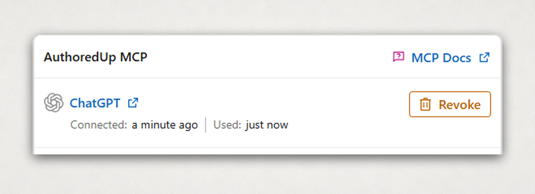 Revoking an AI assistant's access to AuthoredUp