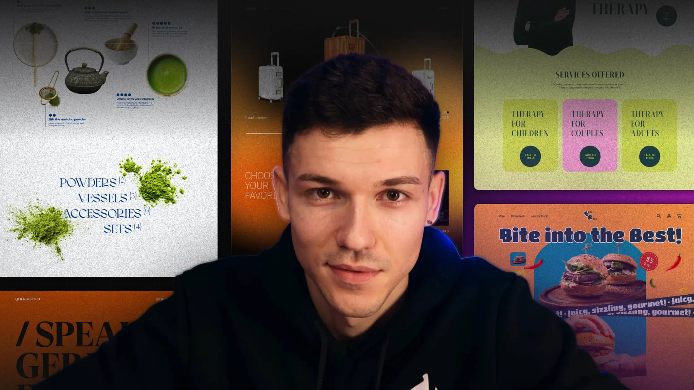 a man in a black hoodie is looking at the camera