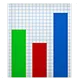 Bar chart with three vertical bars in green, red, and blue on graph paper background.