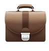 Brown leather briefcase with a handle and silver clasp.