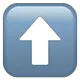 White upward arrow on a blue rounded square button.