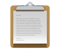 Clipboard with a sheet of paper containing text in a clean, modern font.