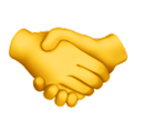 Two yellow hands shaking in agreement.