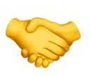 Two yellow hands shaking in agreement.